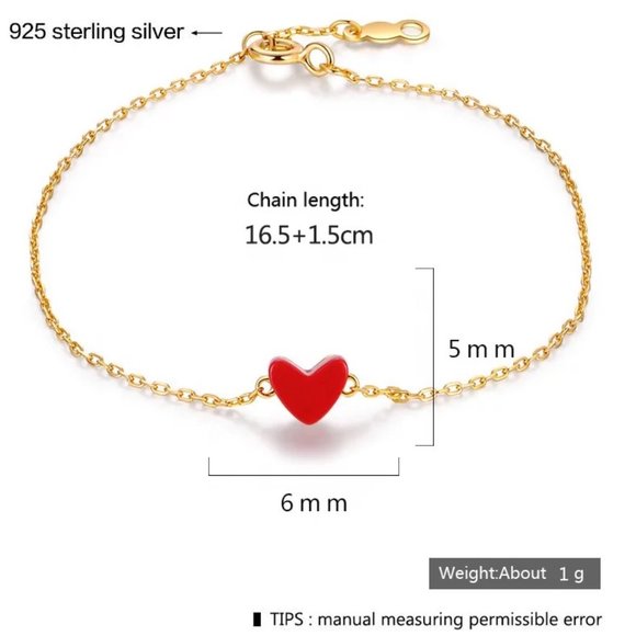 ๐HP๐Adorable 925 Heart Bracelet/Anklet - Picture 2 of 9